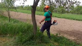 Stihl fs 560c e-m sharpening the blade & test cutt