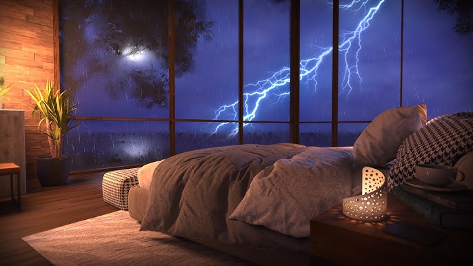 Calming down the voices, aesthetic, latenight, thunderstorm, vibe, 4k