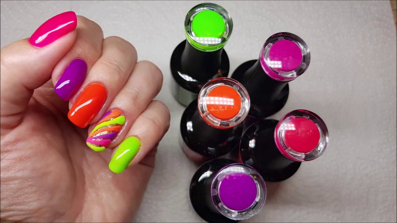 Quick & Easy Neon Manicure with Madam Glam Soak Off Gels - YouTube