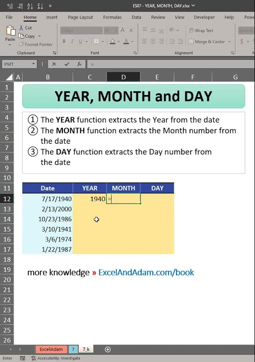 Excel extract year month and day from date excel in a minute 07