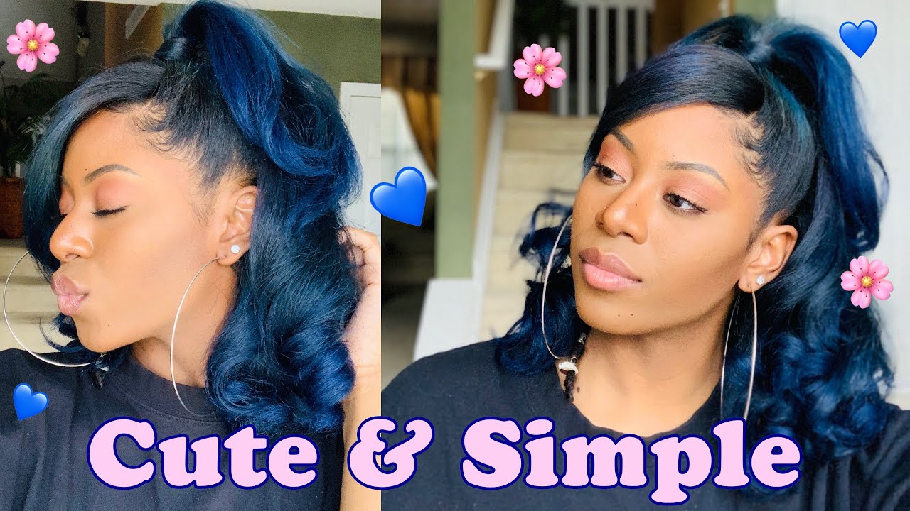 Half Up Half Down Swoop Hairstyle On My Straightened Natural Hair Youtube