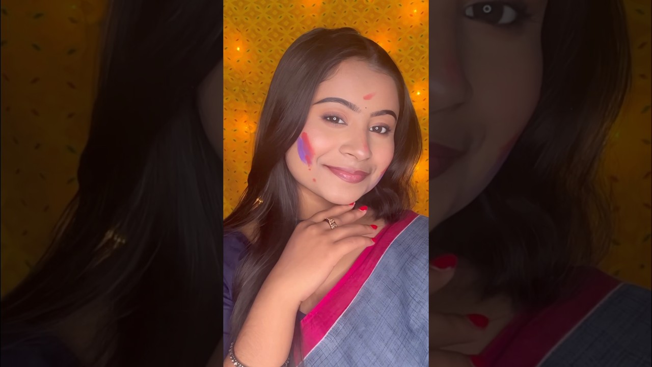 Holi makeup tutorial || Holi makeup look for saree || #makeup #holimakeup #shorts