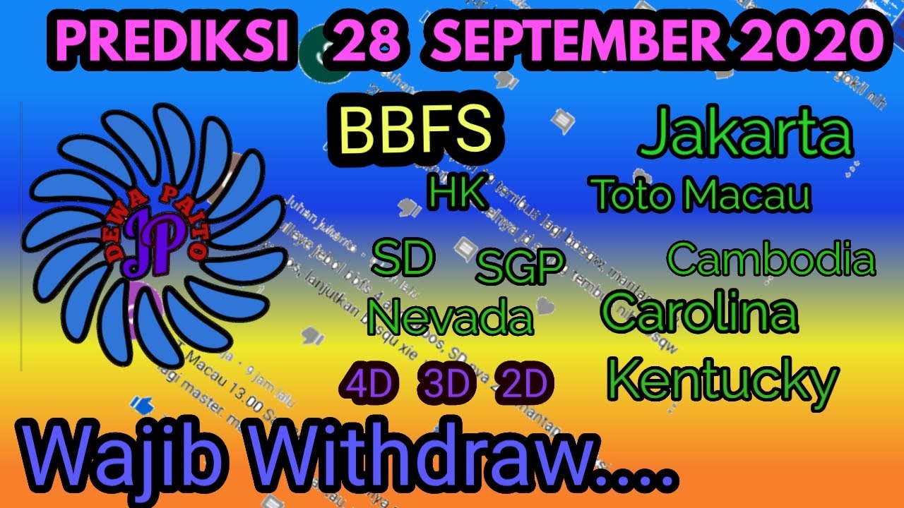 Prediksi 28 September 2020 Bbfs Angka Main Jitu Toto Macau Hongkong Sydney Sgp Jakarta Youtube