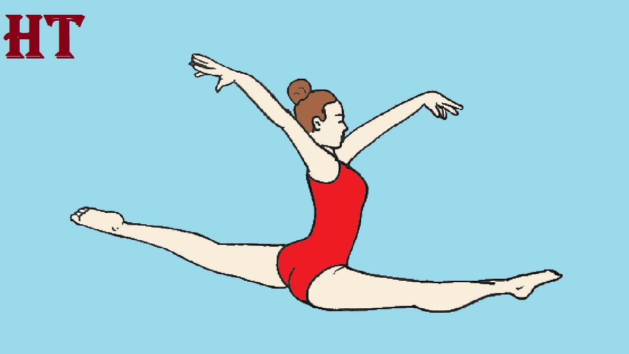 How To Draw A Gymnast Easy Step By Step Youtube