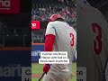 Catcher hits bryce harper with the ball  shorts