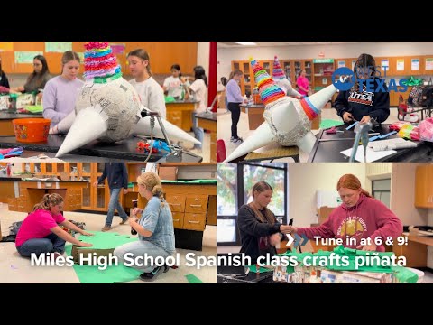 Miles High School Spanish class crafts piñata!