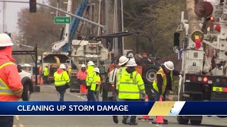 Strong winds knock down 8 power poles in Woodland; Hundreds remain without power