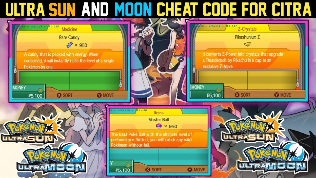 Pokemon Ultra Sun Cheat Code Unlimited Rare Candy And Master Ball