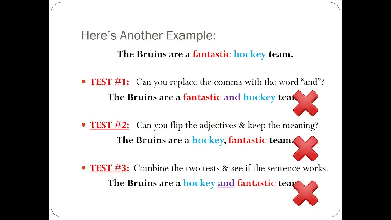 Commas In A List Of Adjectives Worksheet