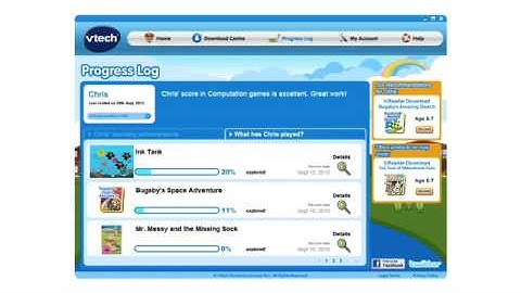 VTech Learning Lodge: Using the Progress Log on Learning Lodge Navigator Tutorial