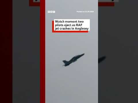 ⁣Watch moment two pilots eject as RAF jet crashes in Anglesey, Wales. #Wales #RAF #BBCNews