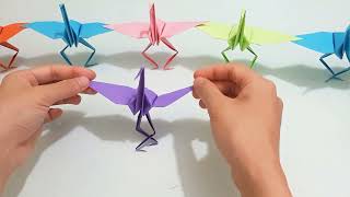 Cách Gấp Con Hạc Có Chân Bằng Giấy Nhún Nhảy Cực Kỳ Vui - Origami Crane
