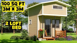 Tiny House under 100 sq ft - Minimal Small House Design Tour!