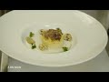 Dariole de potiron crme mousseuse au foie gras et chtaignes grilles