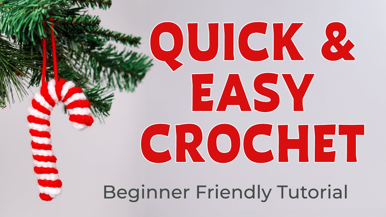 Easy DIY Christmas Ornament | Crochet Candy Cane Tutorial - YouTube
