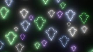 Scary Halloween Ghosts Outline Shapes Flashing Glowing Neon Lights 4K 60fps Wallpaper Background