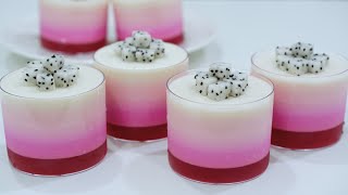 Pretty Pink Dragon Fruit Jelly Cake ~ Fruit Dessert | Làm Thạch Thanh Long Màu Đẹp Không Tách Lớp