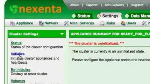 NexentaStor - Cluster Initialization