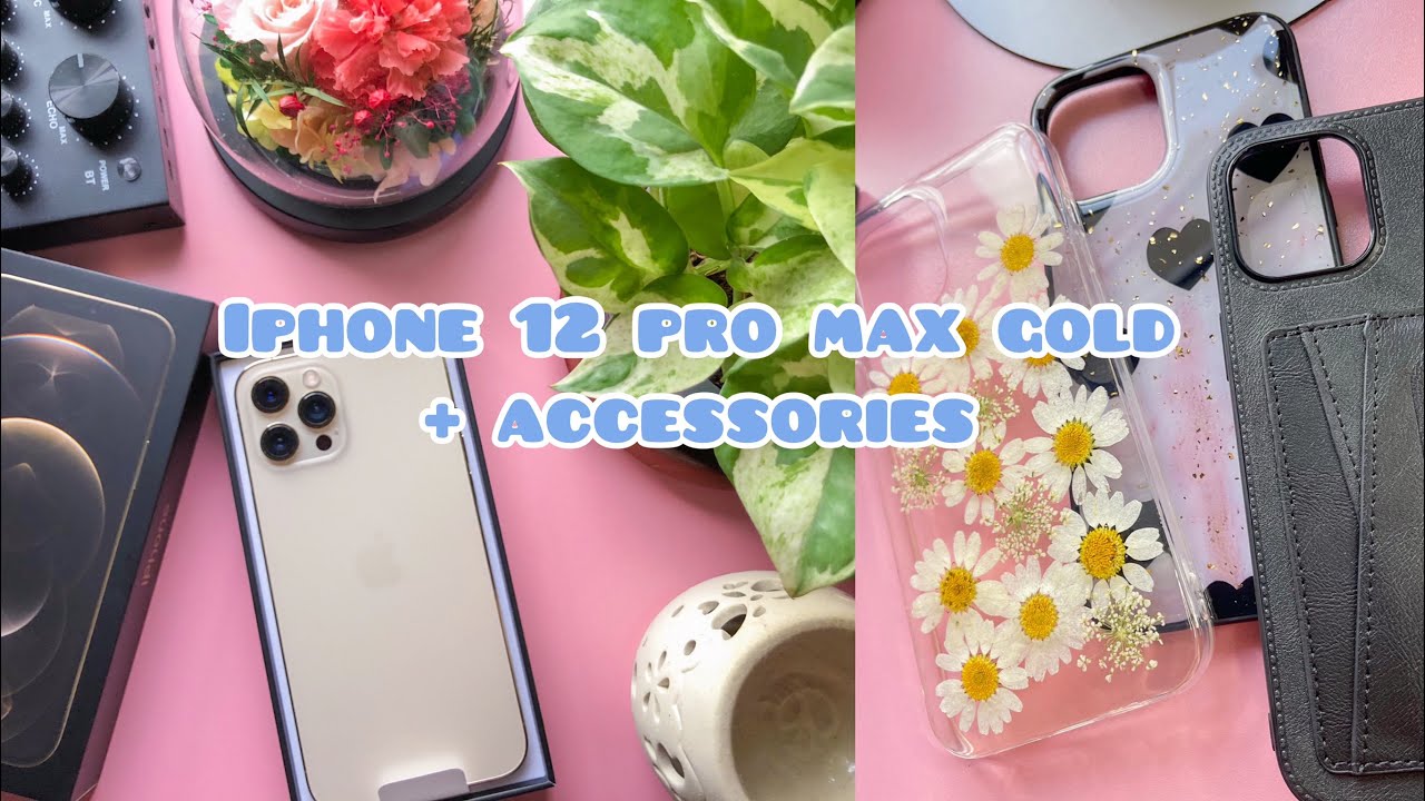 iPhone 12 Pro Max Gold Unboxing ✨ + Accessories 🛍
