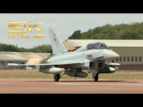 (4K) Eurofighter Typhoon T Kuwait Air Force CSX55274 arrival RAF Fairford RIAT 2022 AirShow