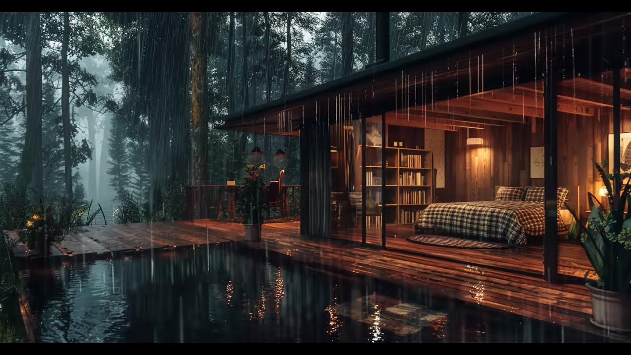 Relaxing Rainfall at the Lakeside Cabin | Gentle Rain Sounds for Sleep ...