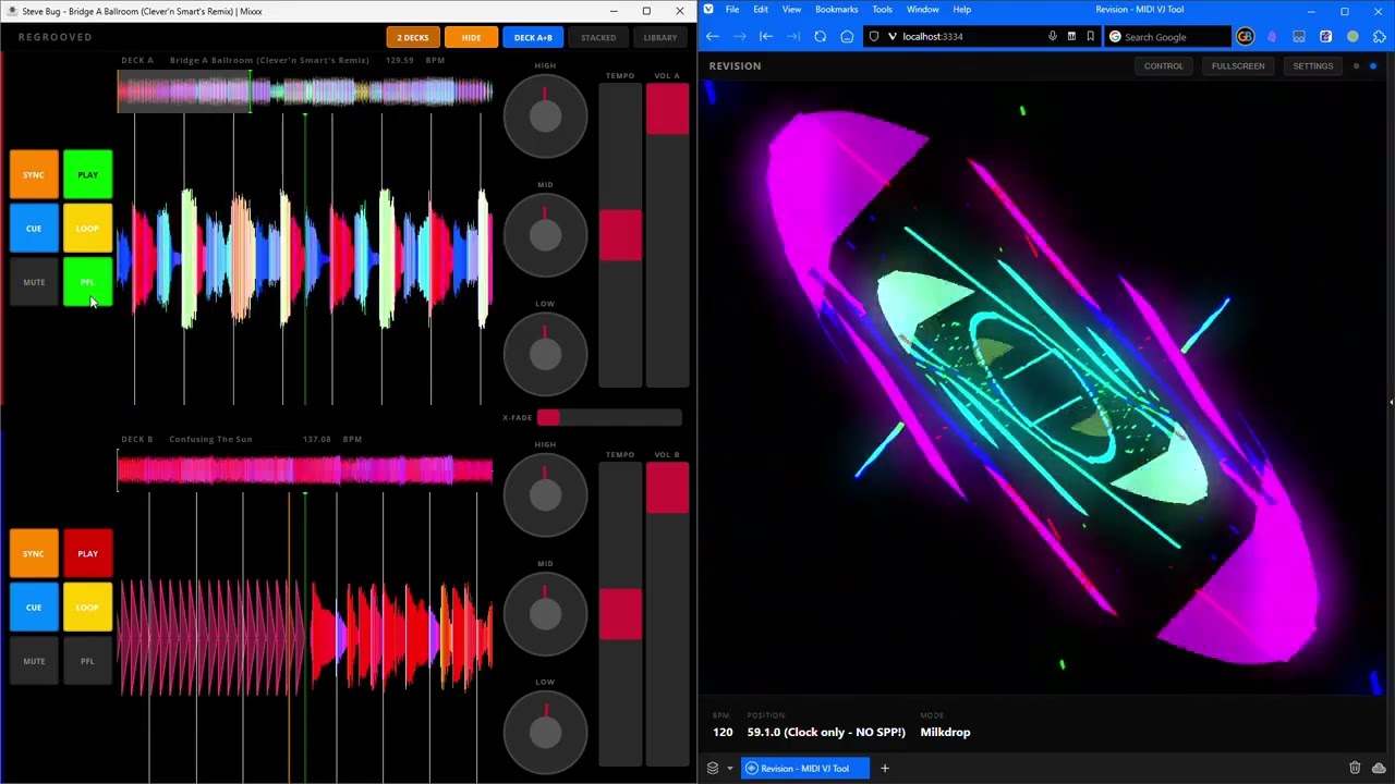 Testing revision, a minimal butter churning VJ tool
