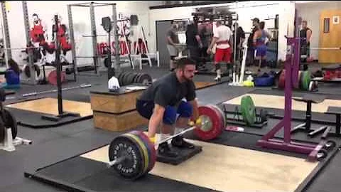 Snatch grip high pull off of deficit