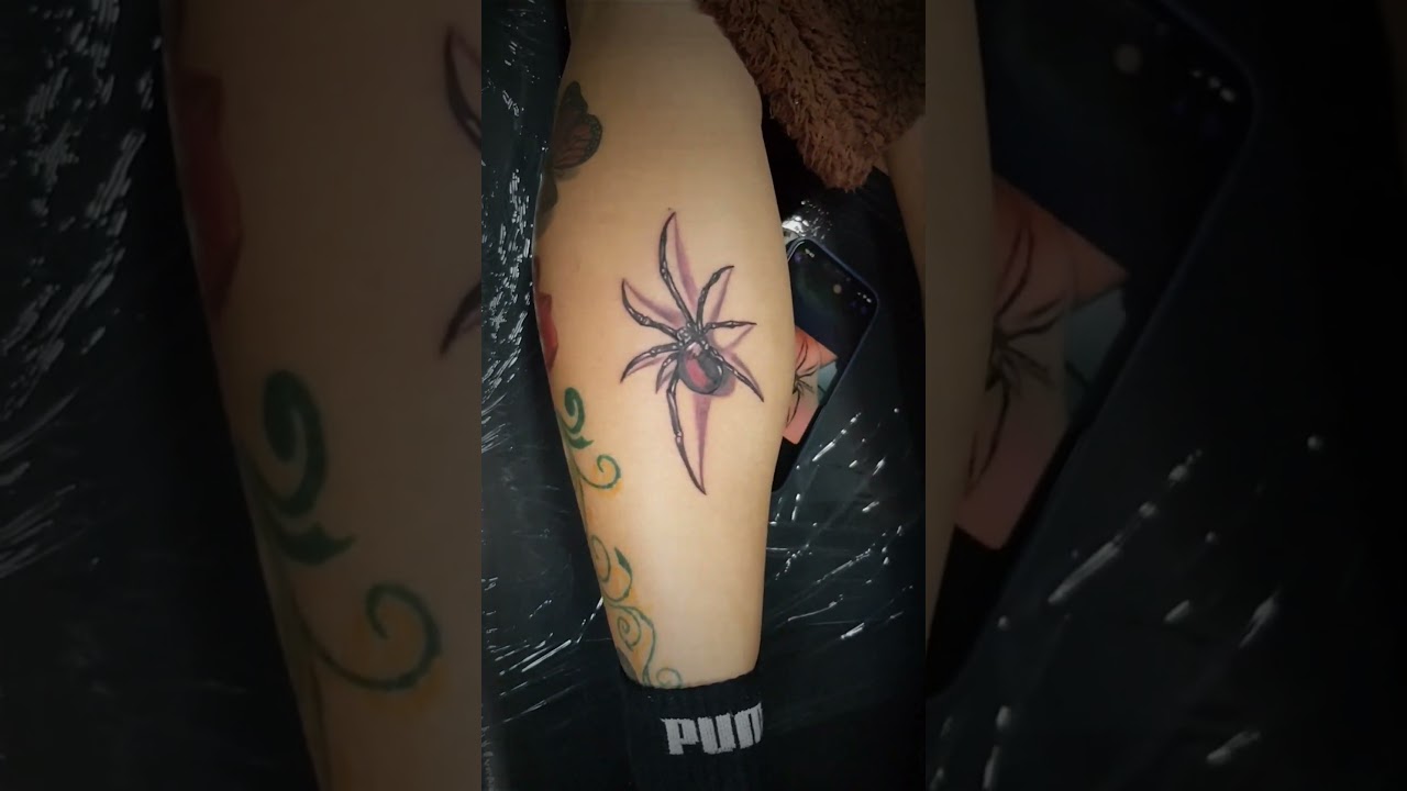 3D Spider Scar Coverup Tattoo 