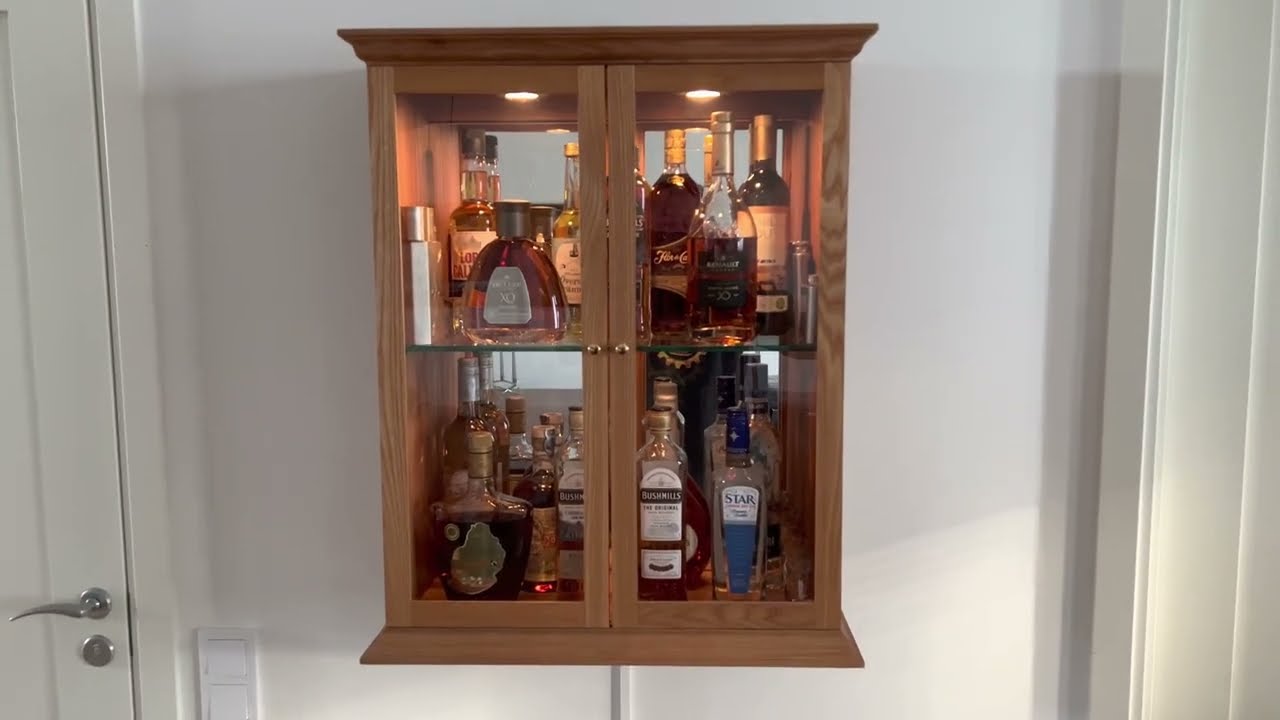 Custom Bar Cabinet With Mirror And Lights