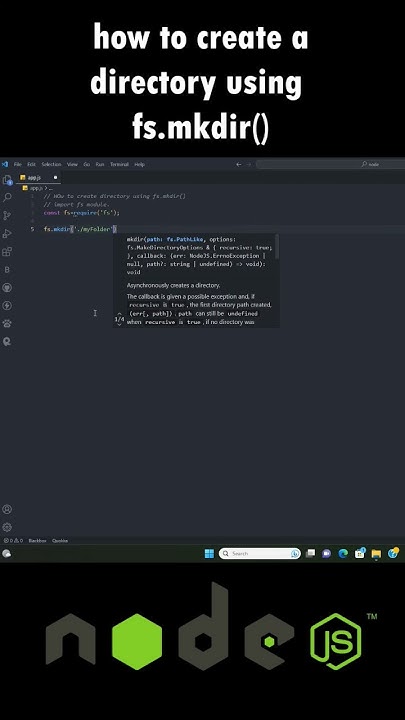 How to create a directory using fs.mkdir() #node #nodejsdeveloper # ...
