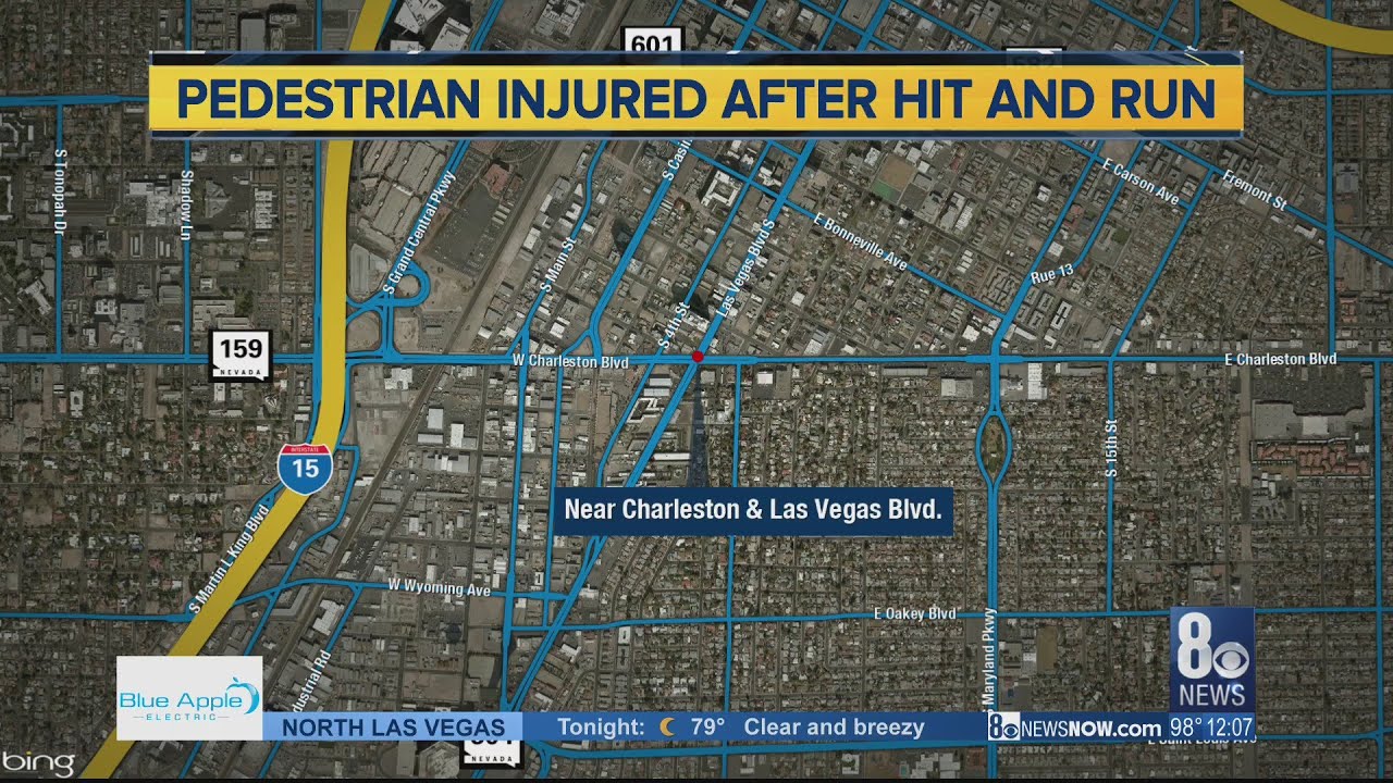 Pedestrian critically injured in hit-and-run crash near downtown Las ...