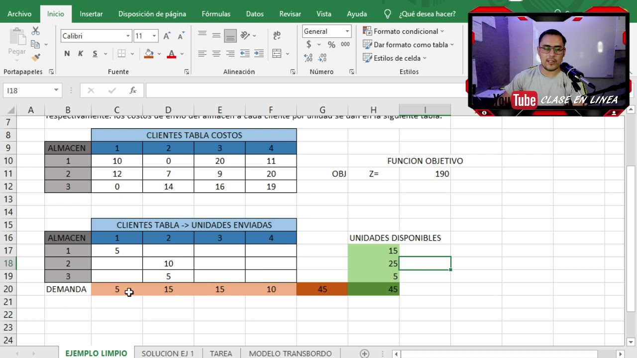 MODELO DE TRANSPORTE - PROBLEMA 1 CON EXCEL Y SOLVER - YouTube