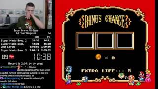 (2:04:44) Super Mario All-Stars - All Four Warpless speedrun