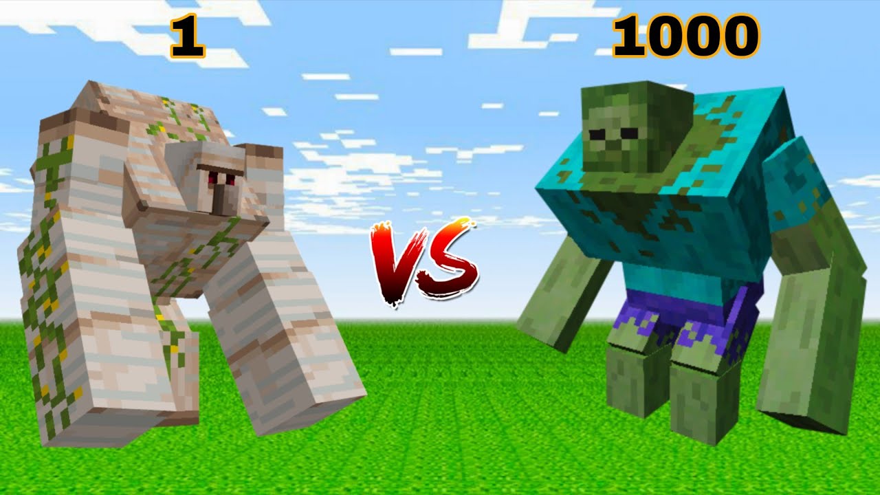 1 ALPHA IRON GOLEM vs 1000 MUTANT ZOMBIE | Minecraft Mob Battle!! - YouTube