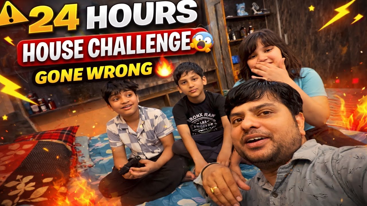 👉 24 Hours Living in House 🏠 Different Areas Challenge 😱 Gone Wrong ...