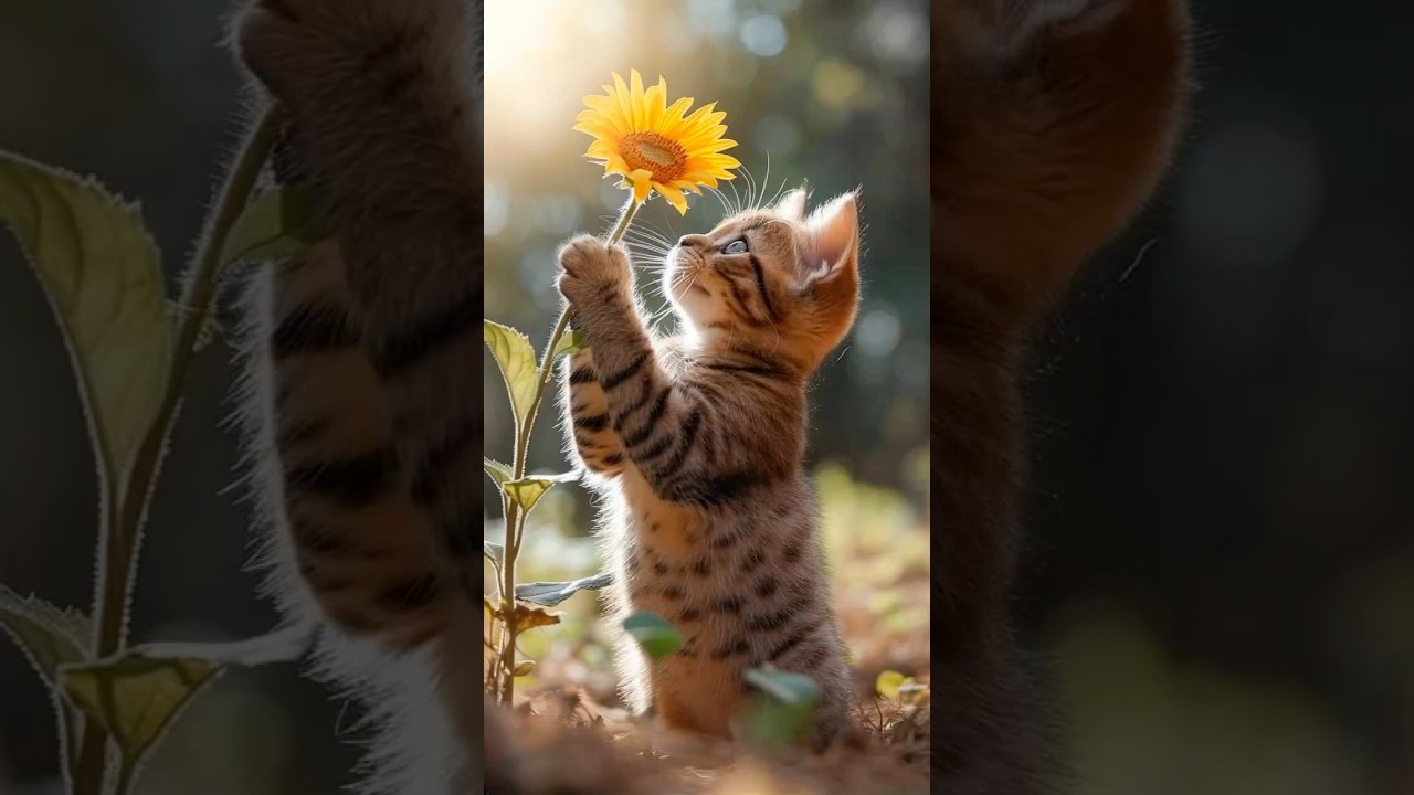 Feline grace meets floral beauty – a perfect harmony of nature. 🌻