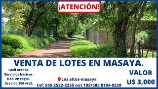 Terrenos - Parcelas - Lotes en venta en Masaya