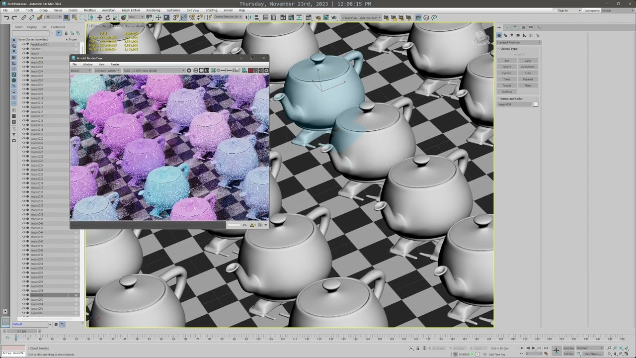Autodesk 3ds Max 2024.2 on AMD Radeon RX 7900 XTX - 222,400,000 million polygons viewport test