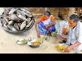 Small fish curry and vegetable fry cooking  eating by our santali tribe grandma  fish curry