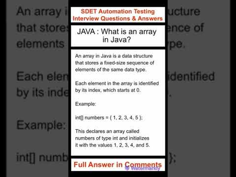 JAVA : What is an array in Java? SDET Automation Testing Interview Questions & Answers