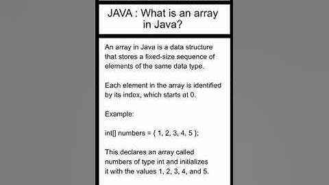 JAVA : What is an array in Java? SDET Automation Testing Interview Questions & Answers