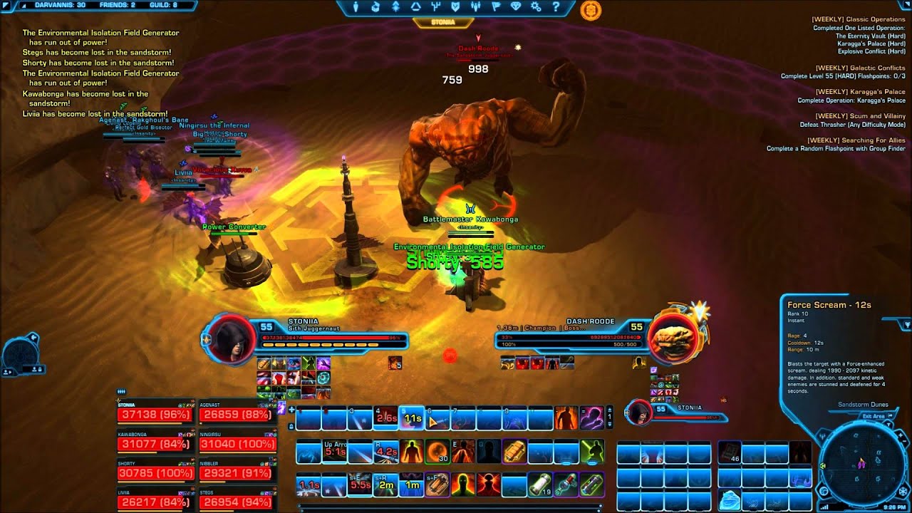 SWTOR Insanity Downs Dash'Roode 8 Man Hard Mode in Scum and Villainy (Darvannis)