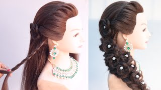 new side braid hairstyle for nikah bride | rose braided hairstyle | beautiful hairstyle | hairstyle