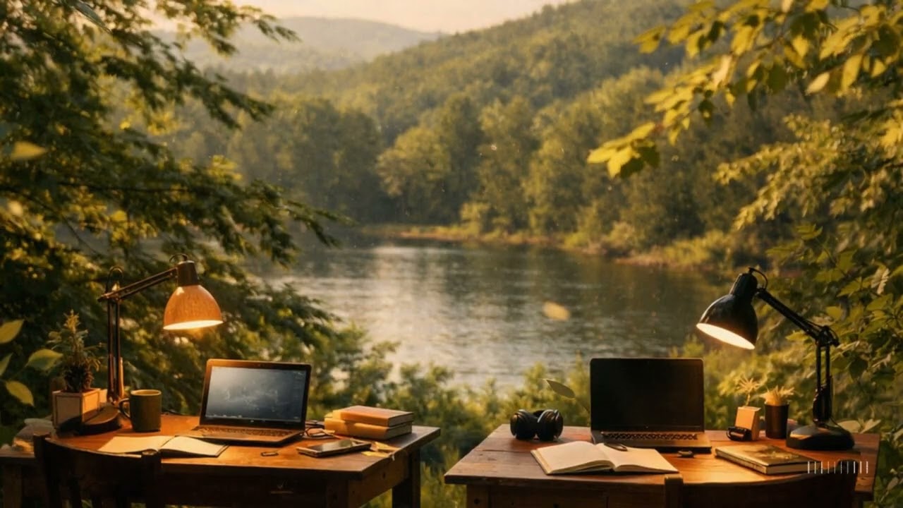 Study with me | 1 hour calm deep focus ambience with a view | AuraScape Lounge