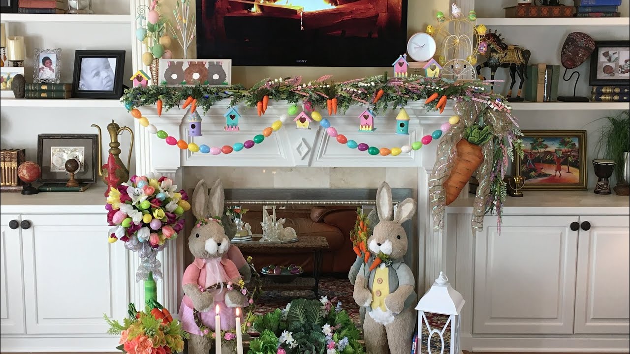 Easter Fireplace Garland Mantel Decorations DIY - YouTube