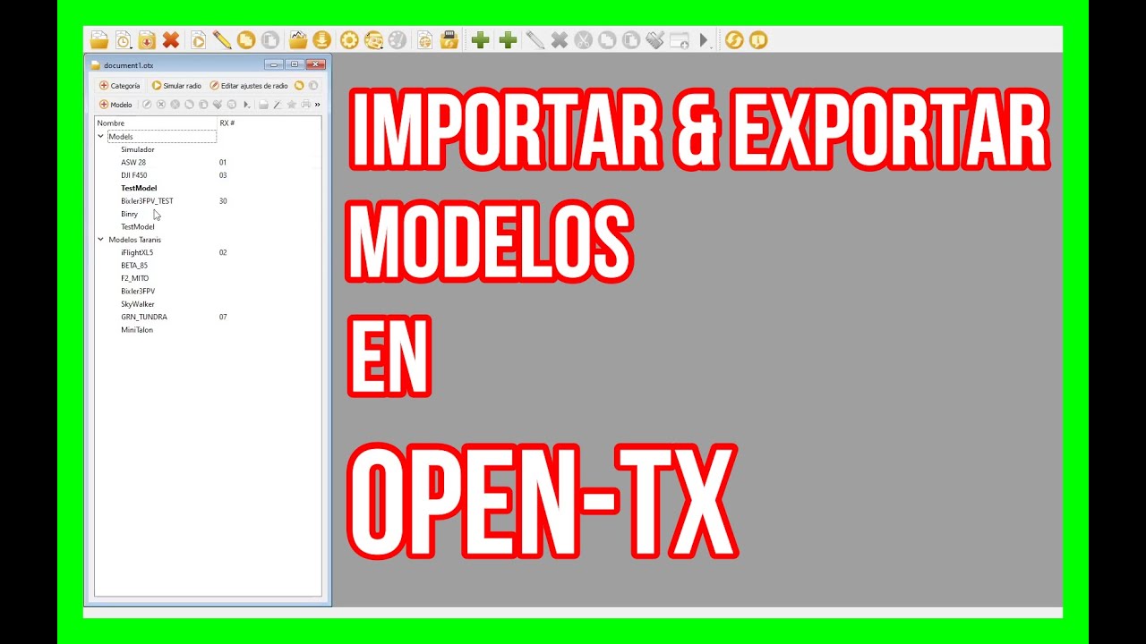 Importar y exportar modelos entre emisoras en OpenTX en español - YouTube
