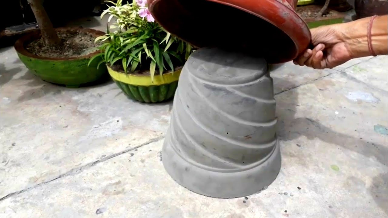 How to make beautiful cement pot at home. - YouTube