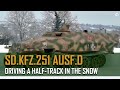 Original wiking division sdkfz251 driving in the snow