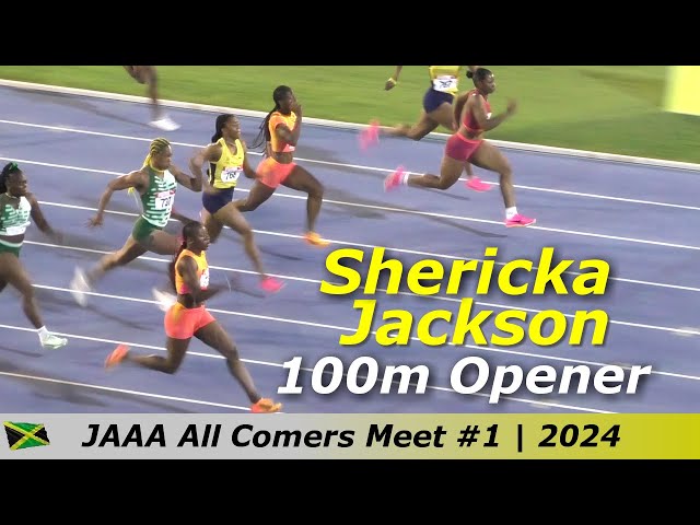 All New Shericka Jackson Easiest 100m Opener With Tina Clayton | Kemba Nelson | All Comers Meet 2024 class=