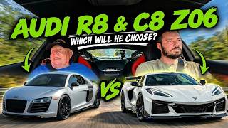 Raw Reactions Taking My Pap For A Ride In My Audi R8 V10+ & C8 Z06 : Will His Pick Surprise You!?